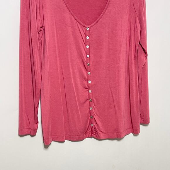 Soft Surroundings Henley Shirt Womens Large Pink Scoop Neck Button Down Knit Top - Picture 6 of 7